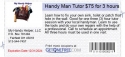 Handy Man Tutor $75 for 3 hours
